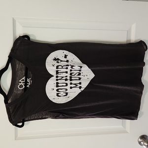 Chaser country music tank medium brown